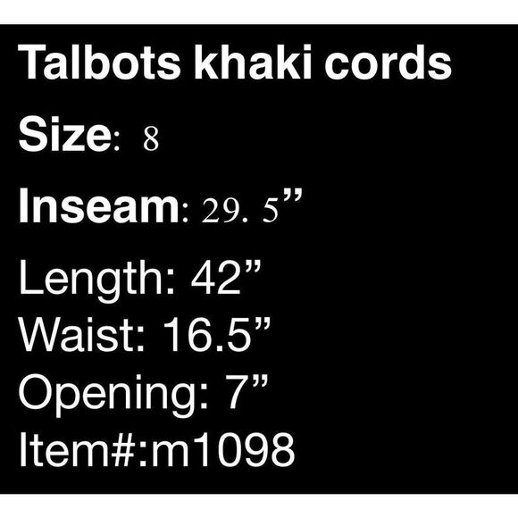 Talbots khaki straight leg cords- size 8 - Picture 6 of 6